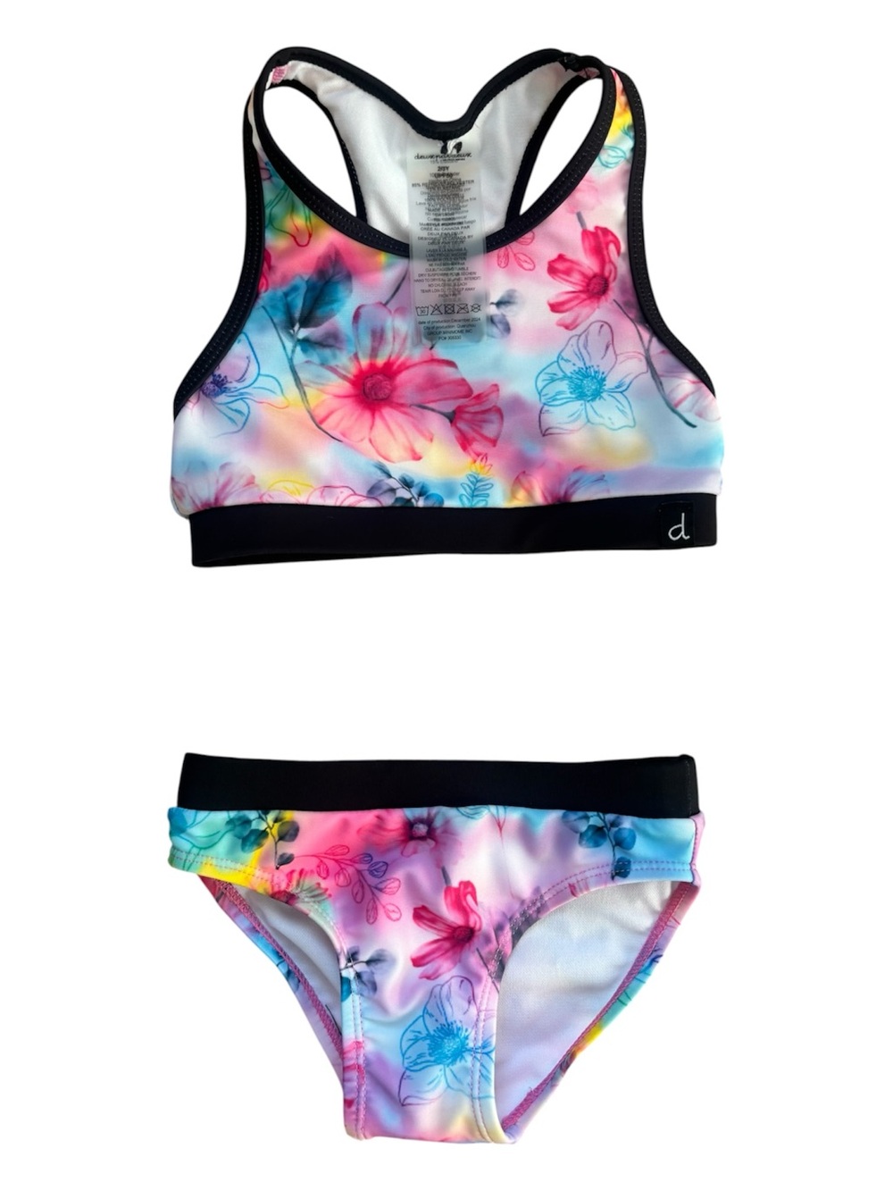 NWOT Deux par Deux Printed Two-Piece Racerback Swimsuit